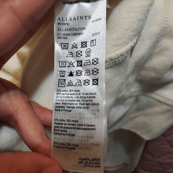 ALL SAINTS WOMEN'S LONG SLEEVE IVY DRAPE CARDIGAN EXTRA SAMLL - Picture 8 of 9